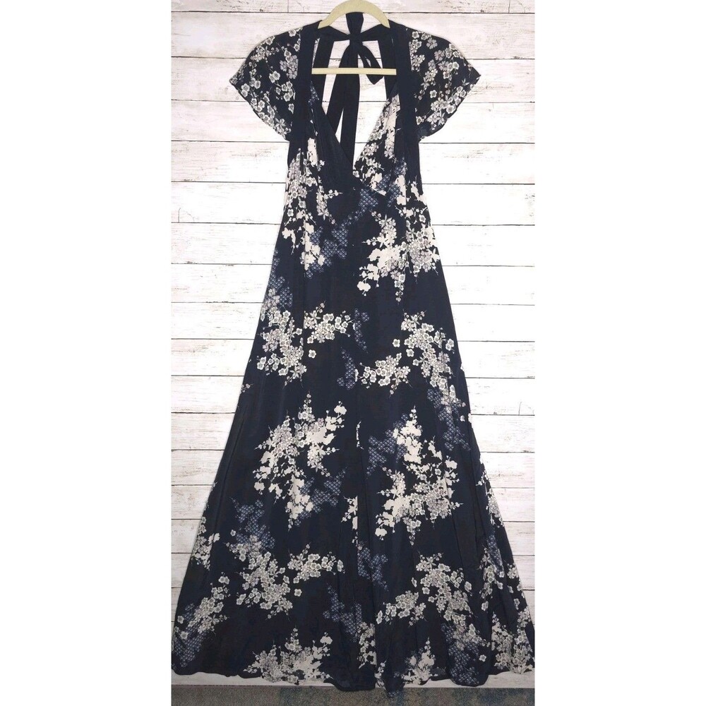 French Connection Maxi Dress 10 Floral Flutter Whimsy Fairy Open Back Medieval